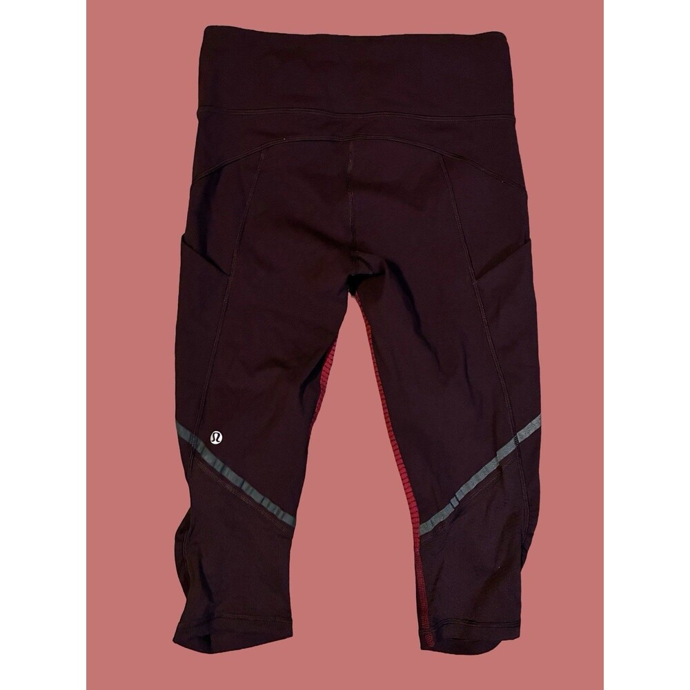 Lululemon Women’s Hop To It Crop Maroon Leggings Size 4